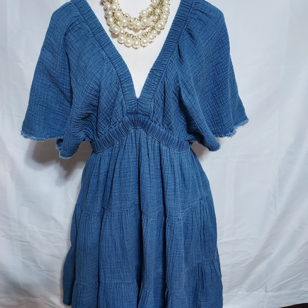 Aerie Blue Textured Knit Top